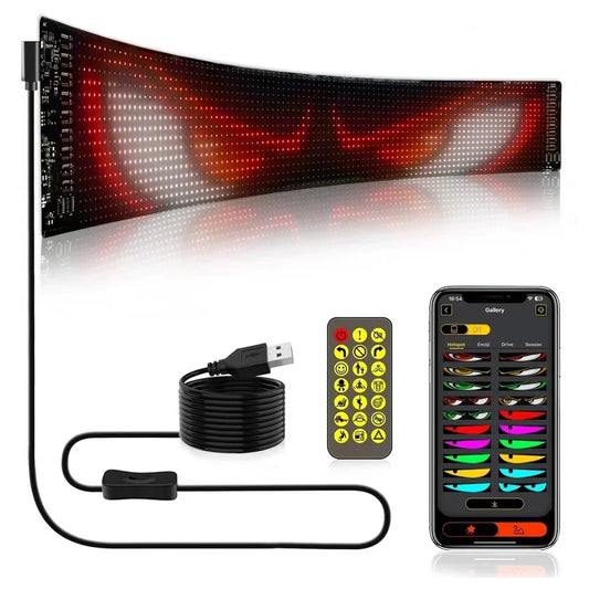 LED Matrix Pixel Panel Display Screen Flexible RGB Car Pattern Graffiti Scrolling Text Animation Shop Reminder Light Bluetooth