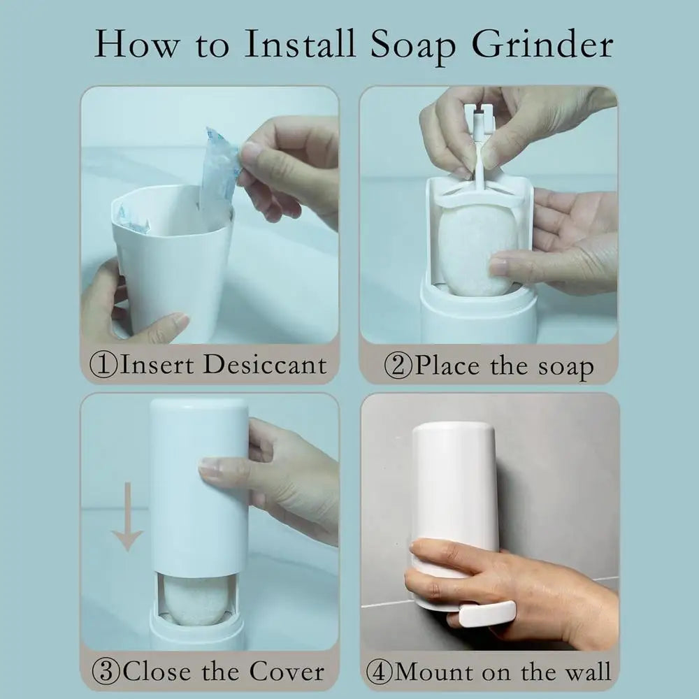 Wall-Mounted Soap Grinder Refillable Bar Soap Dispenser Compact Soap Crusher for Bathroom & Kitchen