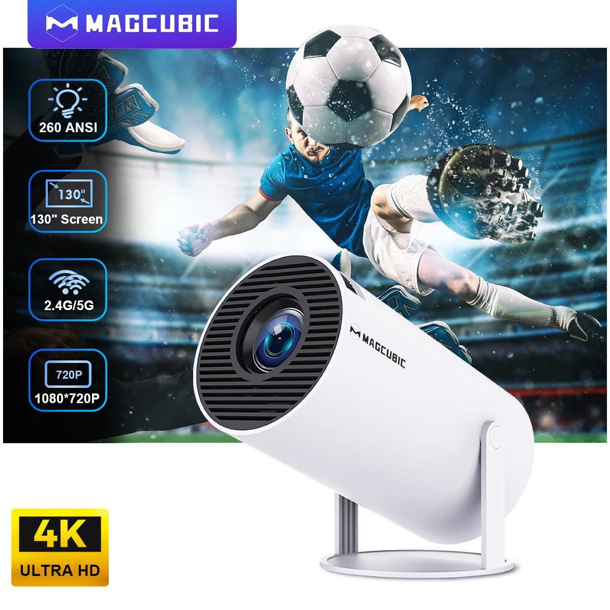 Magcubic Projector HY300 Pro 4K Android 11 Dual Wifi6 260ANSI Allwinner H713 BT5.0 1080P 1280*720P Home Cinema Outdoor Projetor