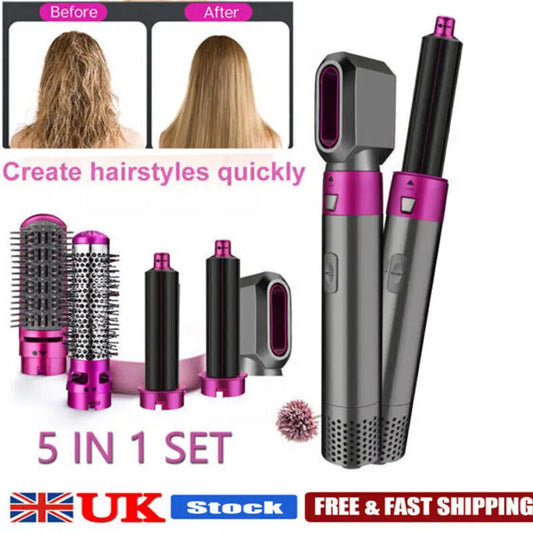 5-in-1 Hot Air Styler | Electric Hair Dryer & Curler | Detachable Blow Brush with Adjustable Heat | Salon-Quality Styling