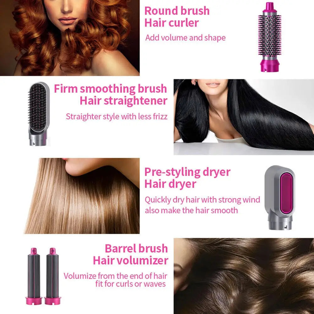 5-in-1 Hot Air Styler | Electric Hair Dryer & Curler | Detachable Blow Brush with Adjustable Heat | Salon-Quality Styling