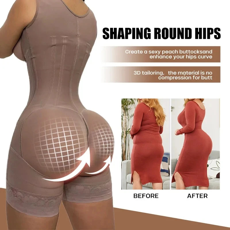 Women Colombian Fajas High Compression Girdles Tummy Control Full Body Slimming Shaperwear